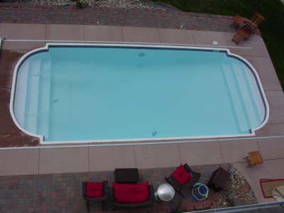 Blue  White Tile on White Atlantic With Blue Tile  Exposed Pool Coping  Auto Cover With